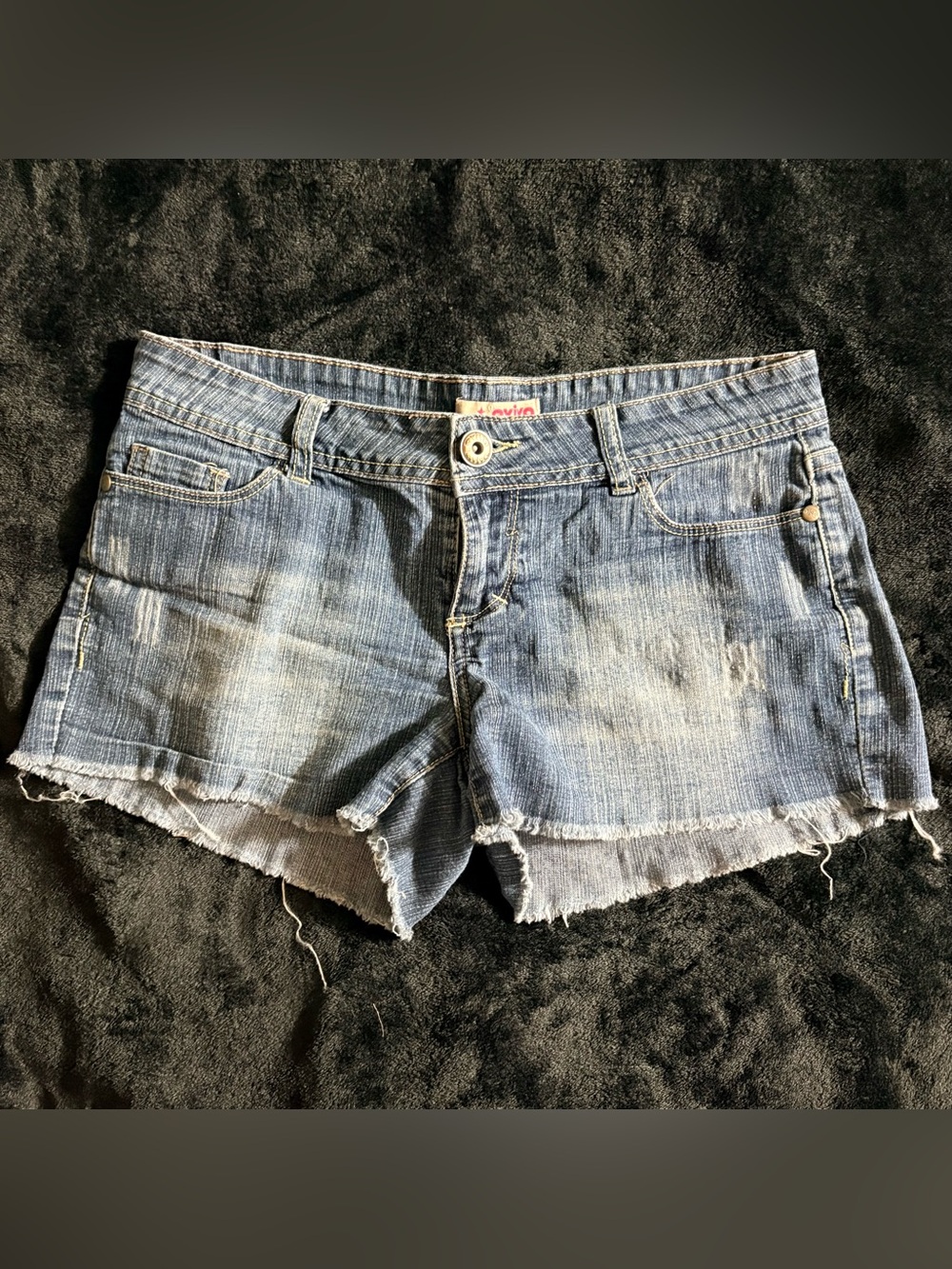 Aviva Cut Off Denim Jean Stretch Short Shorts Size 5 EUC